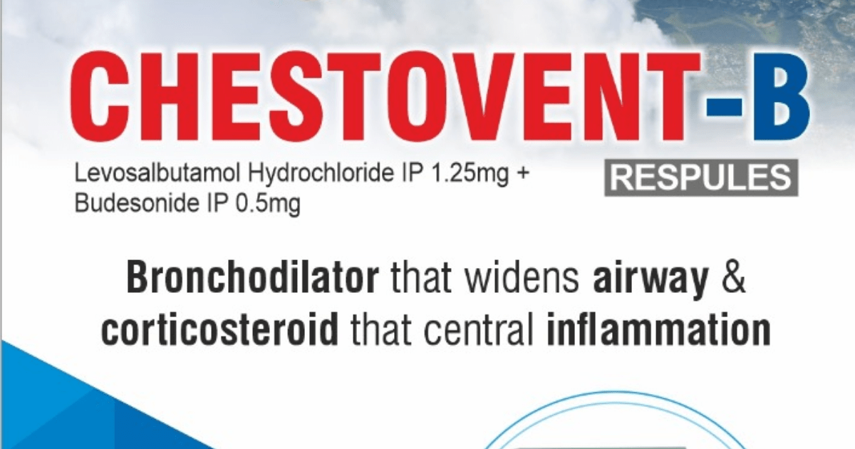 CHESTOVENT-B (Levosalbutamol Hydrochloride IP 1.25mg + Budesonide IP 0.5mg): Unveiling Uses, MOA, Benefits, and Recommended Dosage 1 Levosalbutamol Hydrochloride IP 1.25mg + Budesonide IP 0.5mg